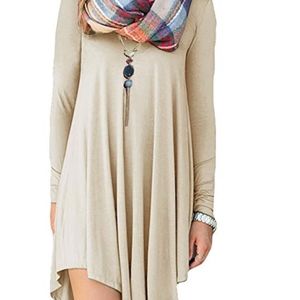 Beige Longsleeve T-shirt Dress